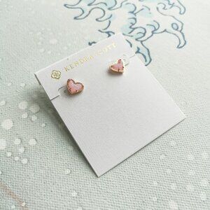 Kendra Scott Ari Heart Stud Earrings | Light Pink Drusy Rose Gold